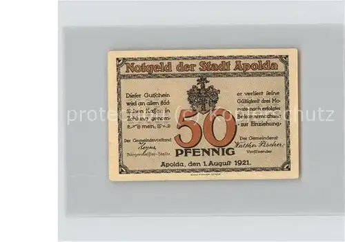 Apolda Notgeld 50 Pfennig Kat. Apolda