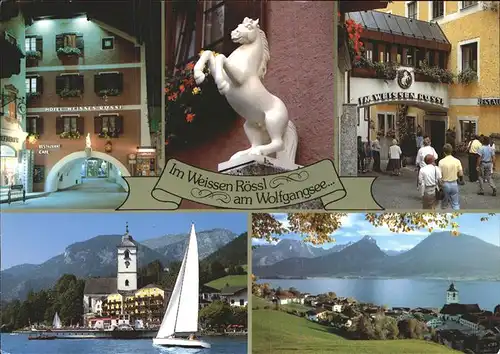 St Wolfgang Salzkammergut Hotel Weisses Roessl Kirche Wolfgangsee Landungssteg Segelboot Alpenpanorama Kat. St. Wolfgang im Salzkammergut