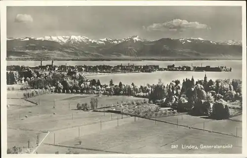 Lindau Bodensee Gesamtansicht mit Alpenpanorama Kat. Lindau (Bodensee)