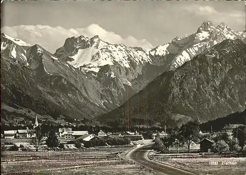 Fischen Allgaeu Panorama mit Allgaeuer Alpen Kat. Fischen i.Allgaeu