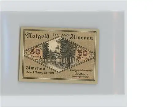 Ilmenau Thueringen 50 Pfennig Schein Kat. Ilmenau