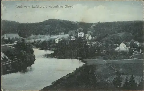 Neumuehle Elster Uferpartie Luftkurort Eisenbahn Bahnpost Kat. Neumuehle Elster