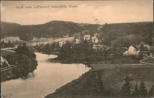 Neumuehle Elster Uferpartie Villenkolonie Eisenbahn Luftkurort Feldpost Kat. Neumuehle Elster