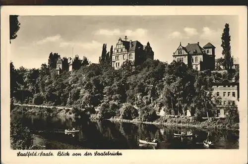 Saalfeld Saale Blick von der Saalebruecke Kat. Saalfeld