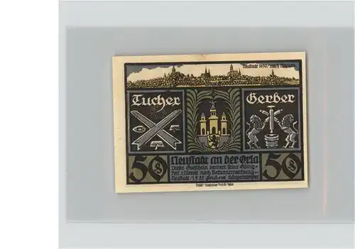 Neustadt Orla 50 Pfennig Schein Kat. Neustadt Orla