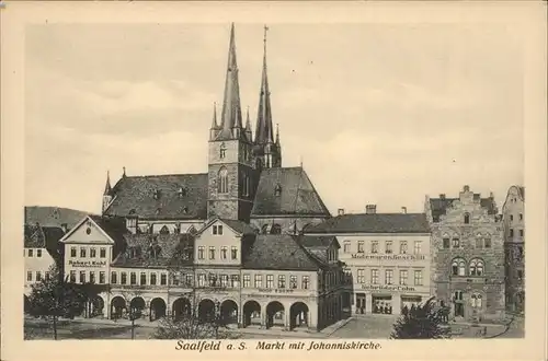 Saalfeld Saale Markt mit Johanniskirche Kat. Saalfeld