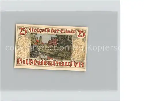 Hildburghausen 25 Pfennig Gutschein Kirche Technikum Wappen Kat. Hildburghausen