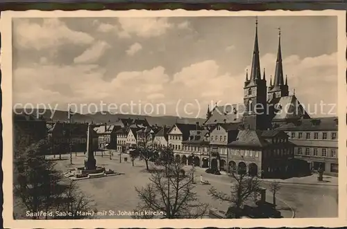 Saalfeld Saale Markt mit Johanniskirche Kat. Saalfeld