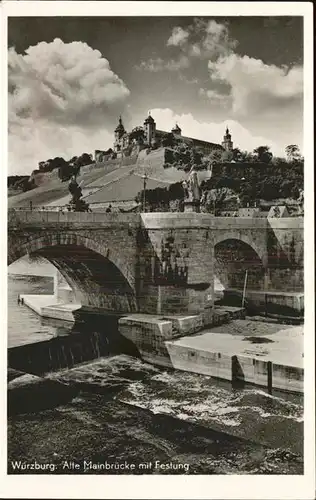 Wuerzburg Alte Mainbruecke mit Festung Marienberg Kat. Wuerzburg