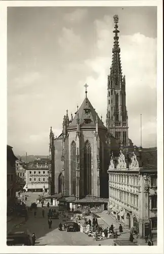 Wuerzburg Makrplatz mit Marienkapelle u.Haus zum Falken Kat. Wuerzburg