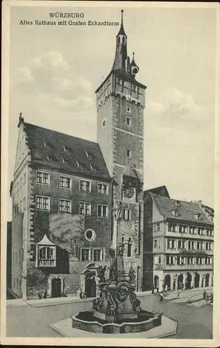 Wuerzburg Altes Rathaus mit Grafen Eckardtturm Kat. Wuerzburg