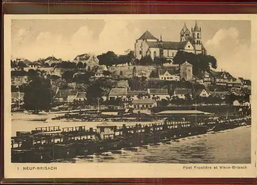 Breisach Rhein Blick von Frankreich aus Kat. Breisach am Rhein