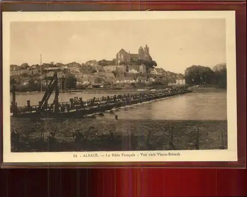 Breisach Rhein Blick von Frankreich aus Kat. Breisach am Rhein