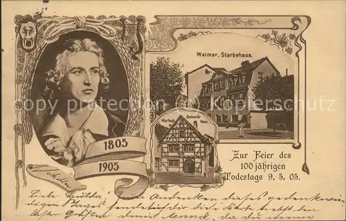 Schiller Friedrich Marbach Geburtshaus Weimar Sterbehaus Kat. Dichter