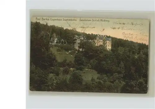 Bad Berka Logierhaus Sophienhoehe Sanatorium Schlss Rodberg Kat. Bad Berka