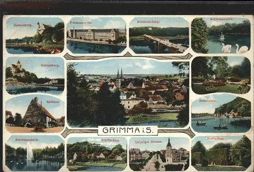 Grimma Muldenbruecke u.Schwanenteich Kat. Grimma