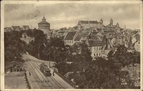 Nuernberg Panorama Strassenbahn Kat. Nuernberg