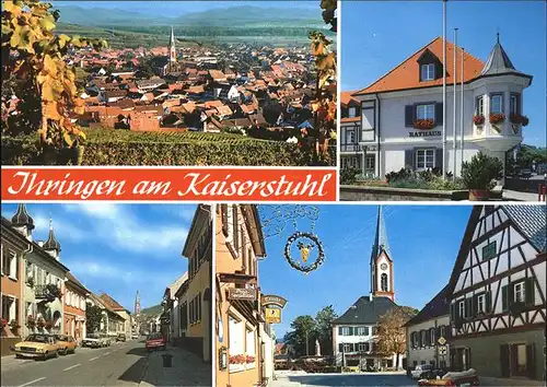 Ihringen Panorama im Herbst Rathaus Ortsstrasse Kirche Gasthaus waermster Ort Deutschlands Kat. Ihringen