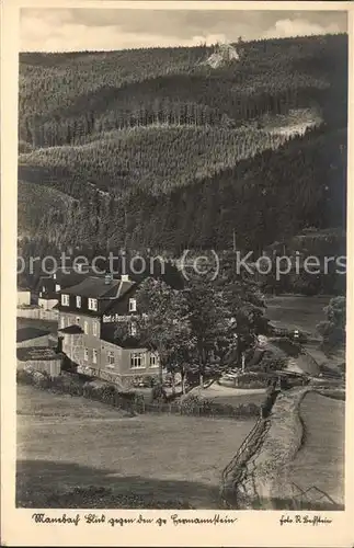 Manebach Gasthof Moosbach mit gr Hermannstein Kat. Ilmenau