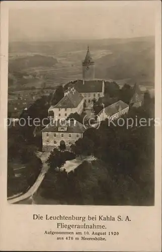 Kahla Thueringen Leuchtenburg Fliegeraufnahme Kat. Kahla Thueringen