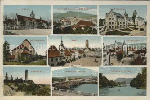 Jena Universitaet Jenzig Zeiss Werke Volkshaus Johannistor Paradies Camsdorfer Bruecke Fuchsturm Schillerkirche Markt Kat. Jena