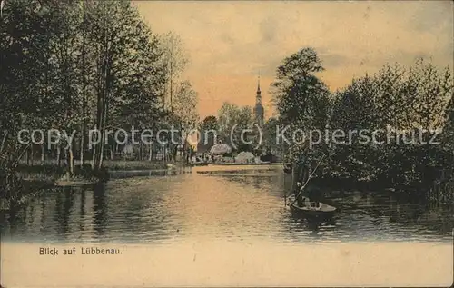 Luebbenau Spreewald Blick vom Kanal Kahn Kat. Luebbenau