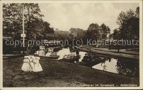 Luebbenau Spreewald Kahn Abfahrtsstelle Wasserstrasse Kat. Luebbenau