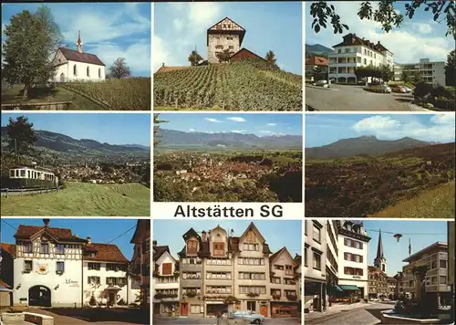 Altstaetten SG Teilansichten Kirche Eisenbahn Zug Panoramablick Untertor Hotel Restaurant Kat. Altstaetten