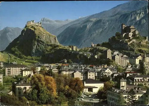 kk46638 Sion VS Valere et Tourbillon Chateau Kategorie. Sion Alte Ansichtskarten