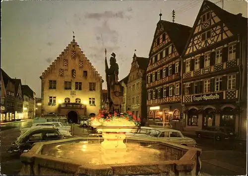 Bad Mergentheim Marktplatz bei Nacht Kat. Bad Mergentheim