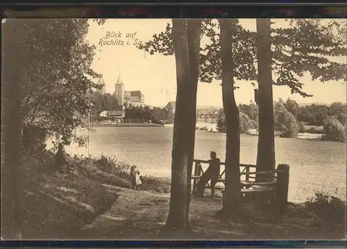 Rochlitz Sachsen Blick ueber die Mulde zum Schloss Kat. Rochlitz