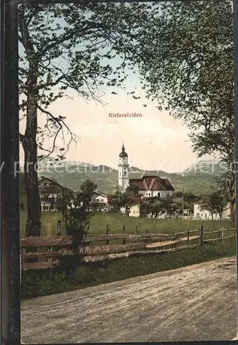 Kiefersfelden Ortsansicht mit Kirche Feldweg Kat. Kiefersfelden