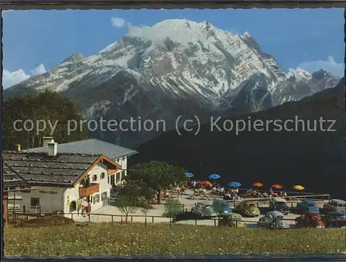 Ruhpolding Gasthaus Zipfhaeusl am Soleleitungsweg Terrasse Watzmann Sahnegletscher Kat. Ruhpolding