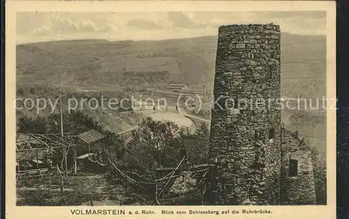 Volmarstein Blick vom Schlossberg auf die Ruhrbruecke Kat. Wetter (Ruhr)