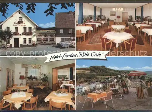 Cobbenrode Sauerland Hotel Pension Rote Erde Gastraeume Terrasse Kat. Eslohe (Sauerland)