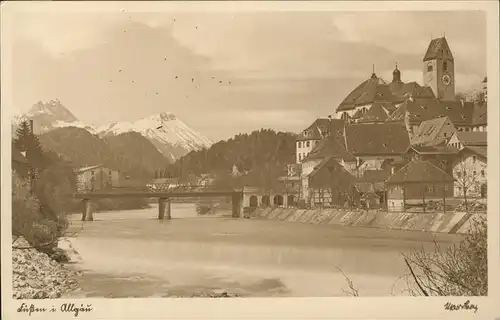 Fuessen am Lech mit Bruecke Kat. Fuessen