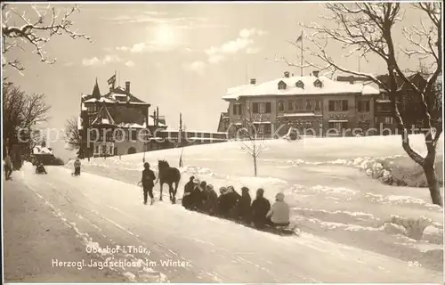 Oberhof Thueringen Herzoegliches Jagdschloss im Schnee Schlittenfahren Pferd Kat. Oberhof Thueringen