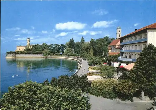 Langenargen Bodensee Bodenseekurort Uferpromenade St. Martinskirche Schloss Montfort Kat. Langenargen