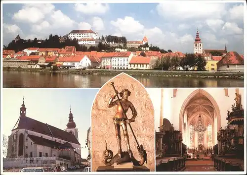 Ptuj Ansicht mit Schlossberg Drau Prospteikirche Kat. Ptuj