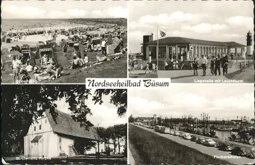 Buesum Nordseebad Liegehalle Leuchtturm St Clemens Kirche Fischereihafen Kat. Buesum