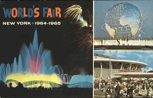 New York City World's Fair 1964 - 1965 Fountain of Planets Unisphere Night Scene Schaefer Center / New York /