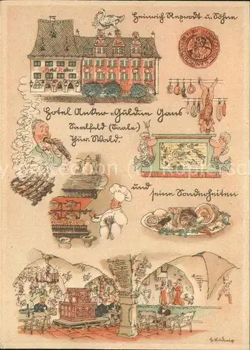 Saalfeld Saale Wappen Hotel Anker Koch Humor Komiker Kat. Saalfeld