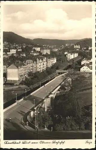 Karlsbad Eger Boehmen Blick vom oberen Bahnhof Kat. Karlovy Vary