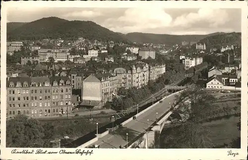 Karlsbad Eger Boehmen Blick vom oberen Bahnhof Kat. Karlovy Vary