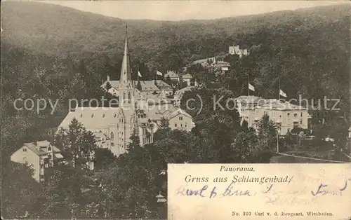 Schlangenbad Taunus Panorama mit Kirche Kat. Schlangenbad