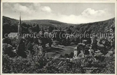 Schlangenbad Taunus Panorama mit Kirche Kat. Schlangenbad