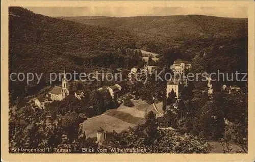 Schlangenbad Taunus Panorama vom Wilhelmsfelsen Kat. Schlangenbad