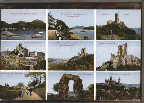 Koenigswinter Drachenfels Rheininsel Nonnenwerth Ruine Godesburg Schloss Drachenburg Rolandsbogen Dampfer Eselsweg Kat. Koenigswinter