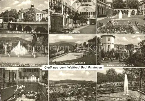 Bad Kissingen Regentenbau Wandelhalle Kurgarten Fontaene Terrassenschwimmbad Ruheplatze Trinkkuranlage Gesamtansicht Neue Anlage Kat. Bad Kissingen