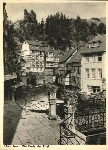 Monschau Ortsblick mit Ruine Haller Kat. Monschau